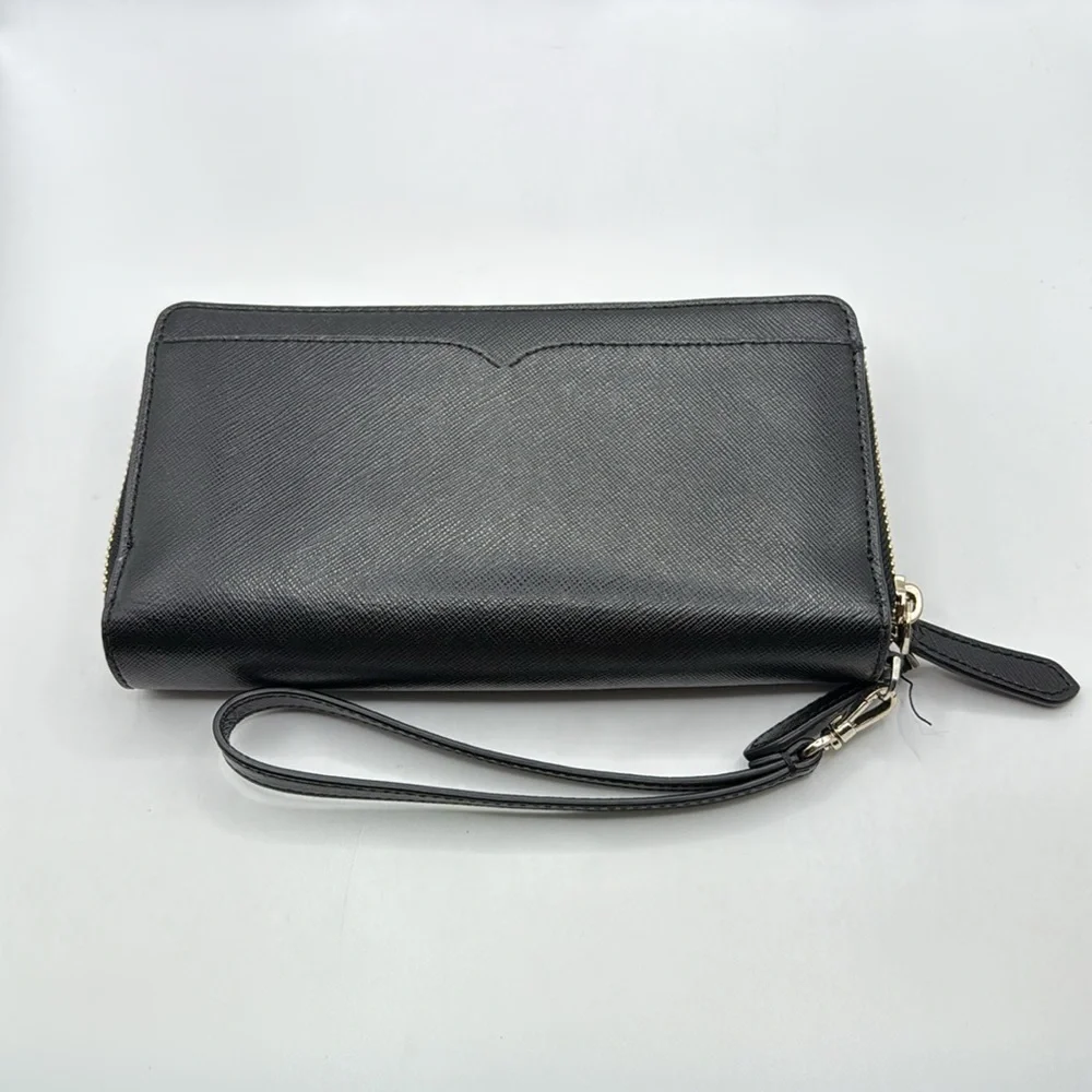 Kate Spade Staci Carryall Double Zip Around Black Wristlet Wallet ID Card Holder